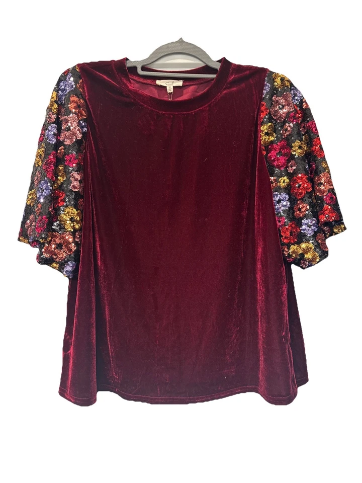 Caballete Mujer Talla Mediana! Impresionante Lentejuelas Terciopelo Antropología Boho RARO Foto 1 de 4