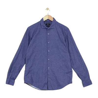 Hugo Boss Polka Dot Shirt Mens Size L Blue Slim Fit - Image 1 of 4