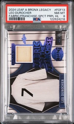 2024 Leaf A Bronx Legacy Relic #FOF13 Leo Durocher Spct Purple /15 PSA 8 - Image 1 of 2