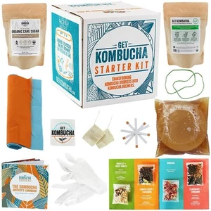 Get Kombucha Starter Kit, Brewing Bundle for 5 gallons of Tea, Vegan, GMO - Picture 1 of 6