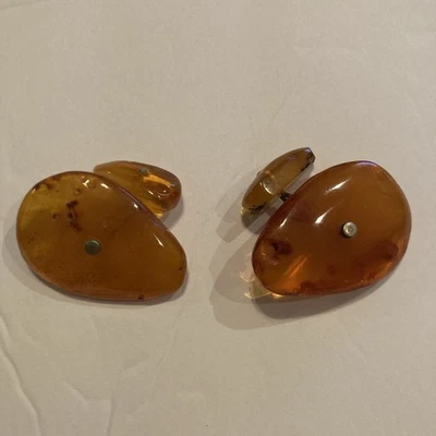 Gemelos ámbar báltico transparentes naturales vintage tono plata Foto 1 de 4