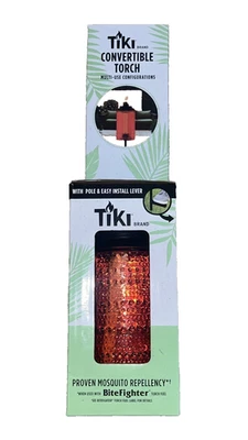 TIKI RED Glass Convertible Torch 3 Size - 68” Full, 53”Garden, 8” Table - Image 1 of 2