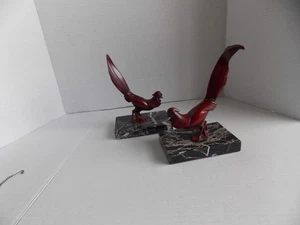 Vintage French Pheasant Bookends by JB Hirsch 5" x 6 7/8" - Picture 1 of 14