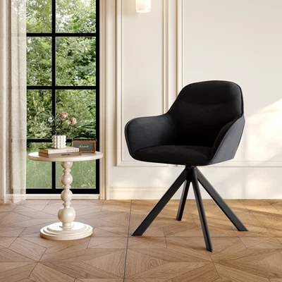 Esszimmerstühle 2/4/6er Set Polsterstuhl Samt Küchenstuhl Drehstuhl Schwarz - Bild 1 von 4