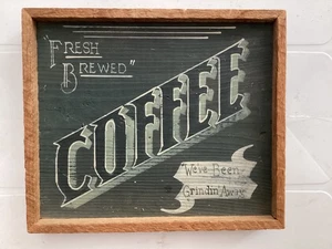 Vintage handgefertigtes Holzschild (8 x 10 Zoll) frisch gebrühter Kaffee - Bild 1 von 2