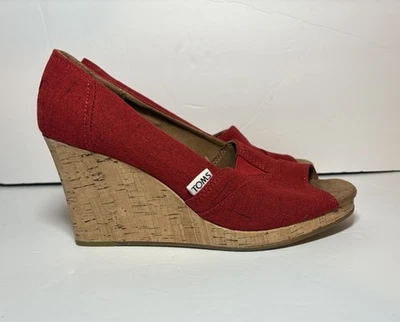 Sandalia TOMS clásica de cuña roja para mujer talla 9 Foto 1 de 4