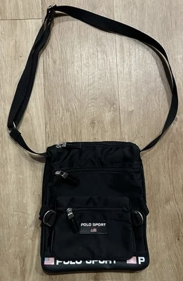 Bolso lateral vintage OG Polo Sport Ralph Lauren negro bolsillos con cremallera años 90  Foto 1 de 4