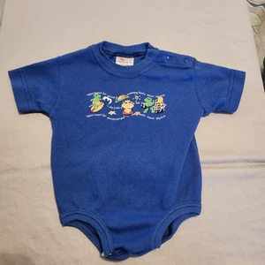 Vintage Carters Baby "Hippo Beach Fun" Summer Romper 6-9 Months Blue Unisex  - Picture 1 of 6