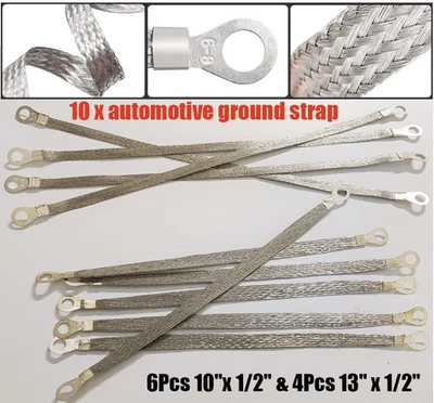 10*Universal Car Automotive Vehicle Ground Straps Engine Ground Strap Kit Silver - Image 1 of 4