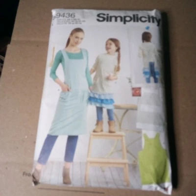 S74- Simplicity S9436 Adult's+ Childs Aprons, Partially Cut - Image 1 of 3