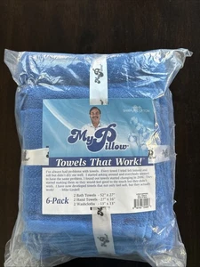 My Pillow 6 Piece Set Cotton Bath, Hand, Washcloth Towel Set Sapphire Blue NEW - Picture 1 of 5