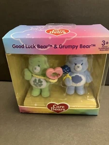 Care Bears Flocked Figures Pack Of 2 Grumpy Bear Good Luck Bear Collectible - Picture 1 of 2