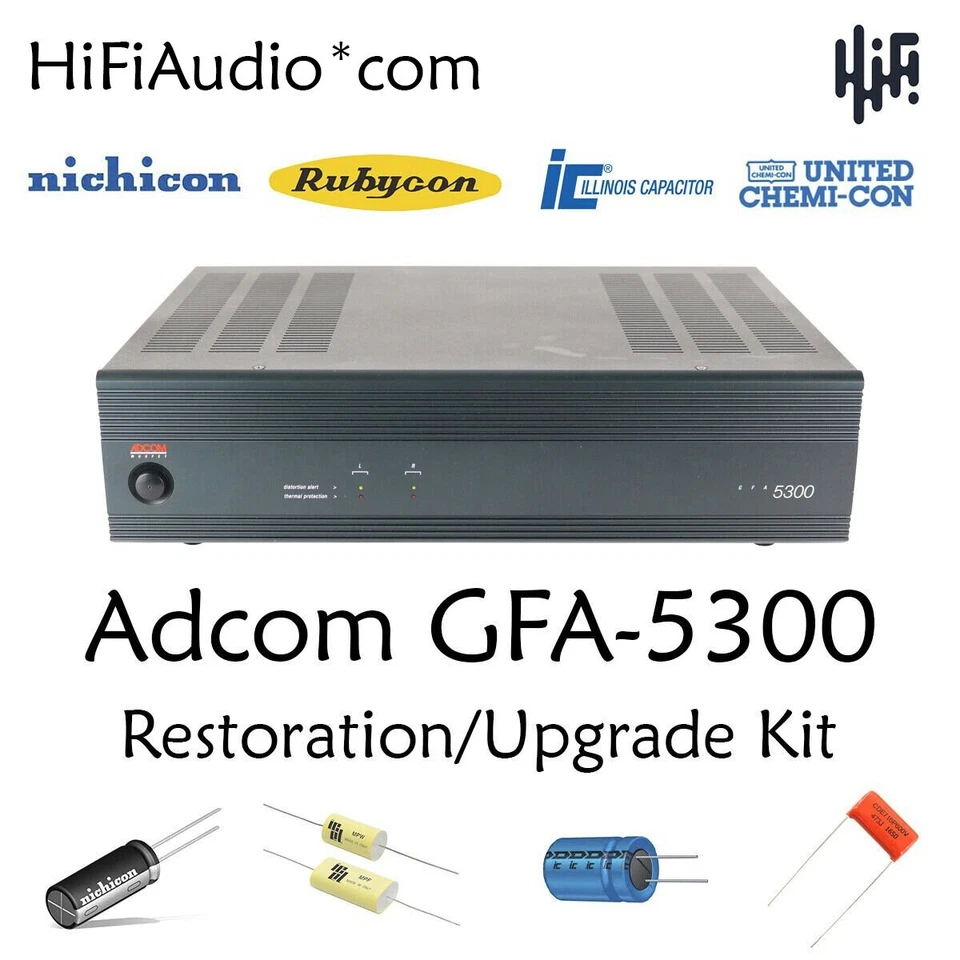Adcom GFA-5300 restoration recap service kit fix repair filter capacitor rebuild - Image 1 of 4