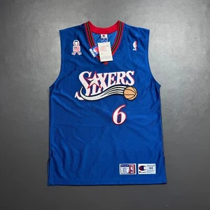 100% Authentic Allen Iverson Dr. J Tribute Vintage Champion 76ers Jersey 44 L - Picture 1 of 6