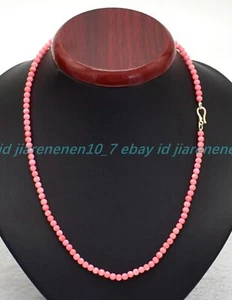 Elegant Lovely Natural 4mm Pink Coral Gemstone Round Beads Necklace 16-36in - Picture 1 of 12