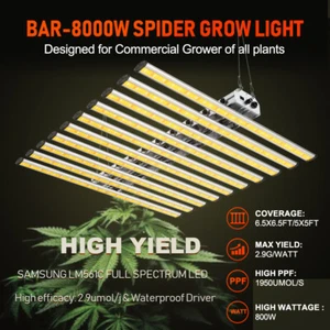 Spider 8000W LED Grow Light 6×6FT Coverage Commercial Full Spectrum Growing Lamp - Picture 1 of 12