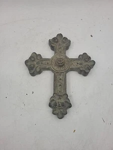 Ornate 13" Wall Cross - Rustic Gothic Medieval Decor - Carved Look Sculpture - Picture 1 of 5