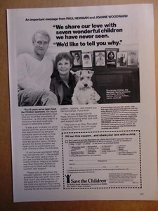 1984 SAVE THE CHILDREN Paul Newman & Family Sponsors Vintage Kunstdruck Anzeige - Bild 1 von 1