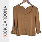 Rick Cardona Cardigan Sweater Roll Tab Sleeve Womens Size Large Button Front