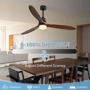 60" Ceiling Fans with Lights and Remote Control High CFM Wood Walnut Ceiling Fan - Picture 1 of 9