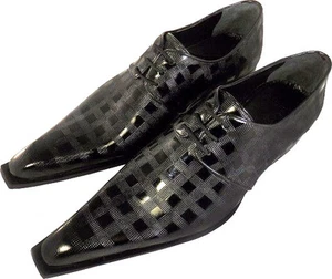 CHELSY DISEÑADOR HOMBRE ZAPATOS DE CUERO SUELA DE CUERO HECHA A MANO TABLERO DE AJEDREZ NEGRO 45 - Imagen 1 de 6
