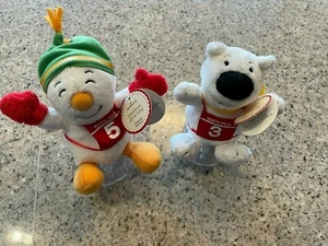 Hallmark Christmas Zip-A-Long Plush Racer Polar Bear and Snowman NWT Lot of 2 - Picture 1 of 2
