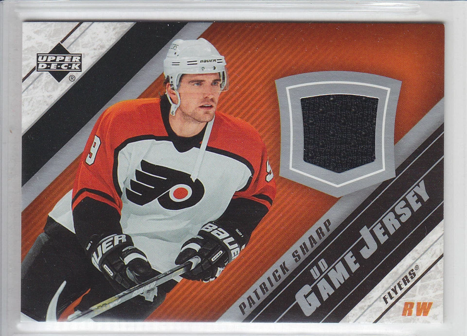 2005-06 UD SERIES 2 PATRICK SHARP JERSEY GAME USED J2-PS BLACK Upper Deck Flyers - Image 1 of 1