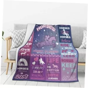 Horse Gifts for Girls Women, Horse Blanket for Girls, Best Gifts 50"x40" Black3 - Picture 1 of 8