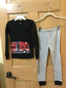 New Carter's Boys Firetruck Pajama set Black Gray Snug Fit LONG Sleeve Pants - Picture 1 of 1