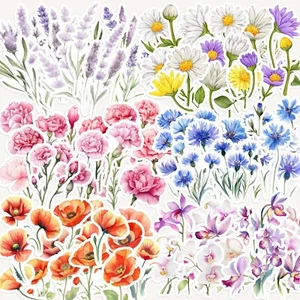 Pegatinas de flores lavanda margarita amapola orquídea floral álbum de recortes diario planificador - Imagen 1 de 13