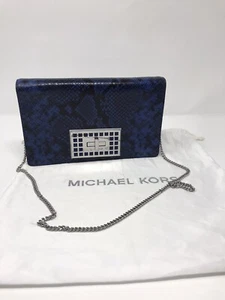 Michael Kors Ellie Medium Shoulder Flap Bag Purse Electric Blue $378 DEFECT - Picture 1 of 12