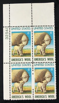 1971 America's Wool Industry 6 Cent 6c Stamp Block of 4 Scott #1423 - Image 1 of 4