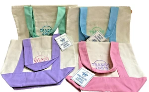 Trader Joe's Pastel Mini Canvas Tote Bags 2025 LIMITED EDITION ALL 4 COLORS - Picture 1 of 4