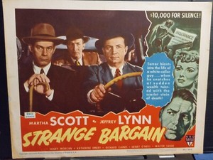 Lobby Card 1949 STRANGE BARGAIN Jeffrey Lynn evil Harry Morgan murder film noir