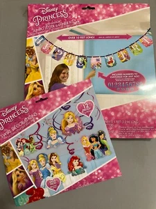Disney Princess HAPPY BIRTHDAY Banner Kit Custom 10tf + Hanging Swirls Bundle - Picture 1 of 2