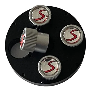 Genuine MINI Cooper S Emblem Logo Silver Tire Valve Stem Caps Set of 4 New - Picture 1 of 12