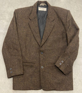 Vintage Yves Saint Laurent Sport Coat Blazer Jacket Mens 38 Brown Tweed 80s READ