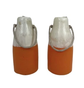 Pair (2) - Handmade Nautical Buoy Citronella Wax Candles - Orange - Picture 1 of 4