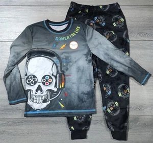 Gamer for Life Pajamas Boys Medium 8 Long Sleeve Shirt Pant PJ Set Skull Gift - Picture 1 of 4