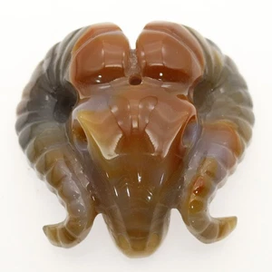 2.74" red agate jade carved sheep horn skull,realistic,crystal healing K632 - Picture 1 of 6