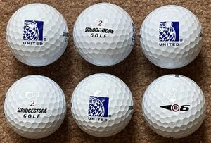 Lot Of (6) - PGA Golf Balls - Bridgestone Golf e6 Soft / United Airlines Logo - Picture 1 of 6