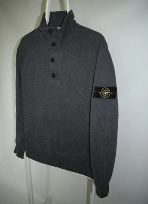 Stone Island Pullover Button 1/4 Zip High Neck Sweatshirt Dark Gray Mens Size L - image 1 of 4