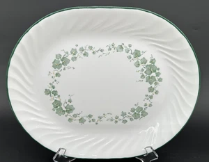 Plato de servir vintage Corelle Callaway Ivy 12" x 10" ovalado, diseño de remolino verde - Imagen 1 de 8