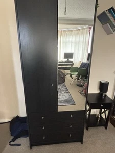 Argos Home Malibu 2 Dr 3 Drw Mirror Wardrobe - Black Oak Eff - Picture 1 of 1