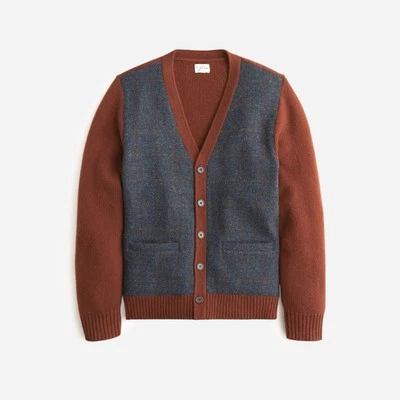 J. CREW Men's Wool V-neck cardigan sweater with Harris Tweed XXL NWT BS160 - Image 1 of 4