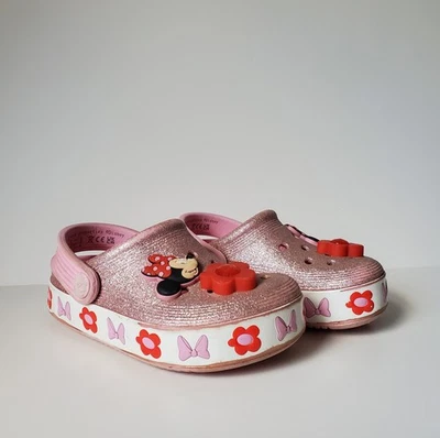 Zuecos iluminados Crocs Disney Minnie Mouse talla C9 mulas niña pequeña con Jibbitz Foto 1 de 4