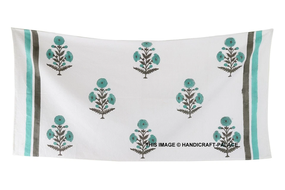 Ladies bath towel,Women’s Waffle-Spa Body Wrap Hand Block Printed Cotton Towels Foto 1 de 4