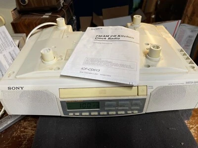Radio reloj Sony bajo gabinete ahorro de espacio AM/FM CD ICF-CD513 probado funcionando Foto 1 de 4