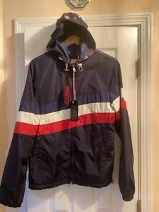 NEW Moncler Windbreaker Hooded Jacket Large red white blue size 4 - Picture 1 of 11