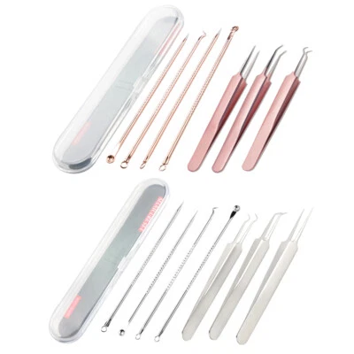 US 7 Pack Blackhead Remover Pimple Squeeze Comedone Extractor Tweezer Tools - Image 1 of 4